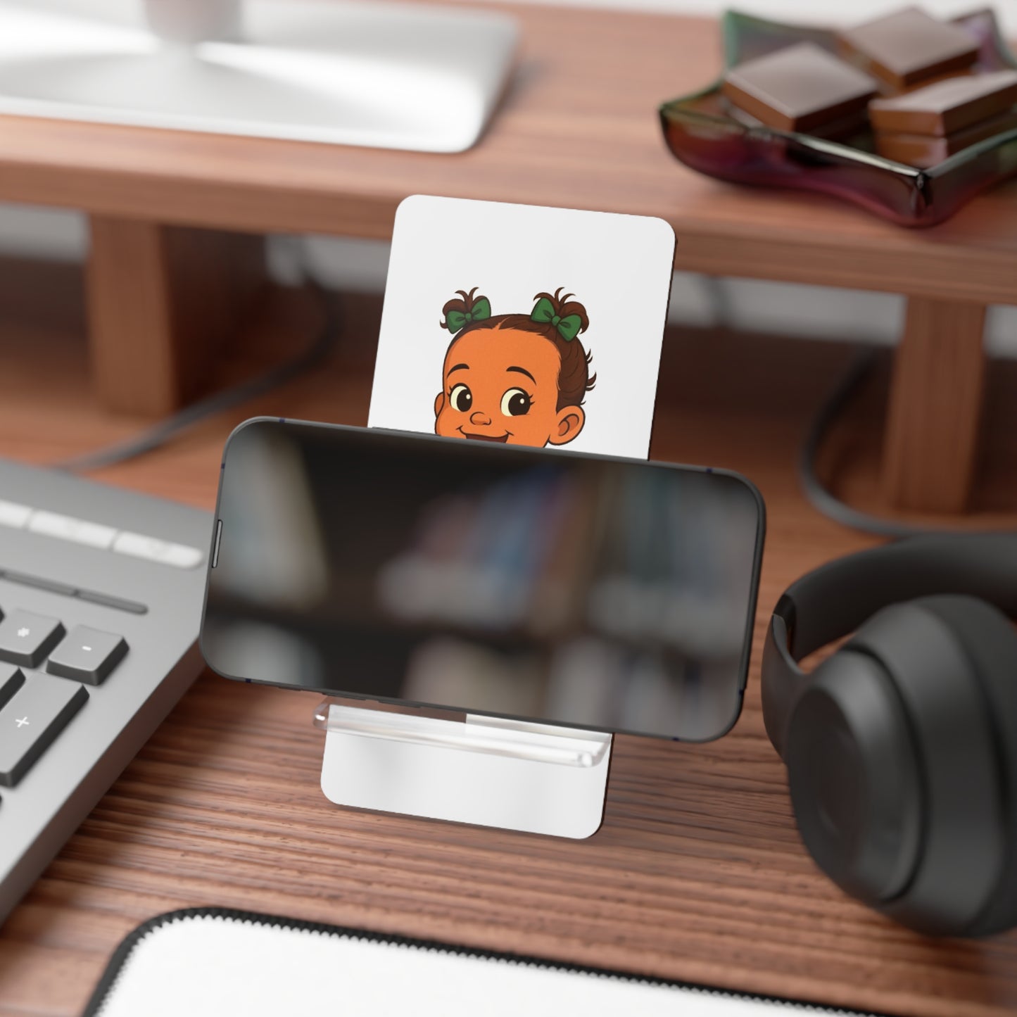 Nova's Holiday l Phone Stand — Foldable Mobile Display for Smartphones, Cartoon Infant Design