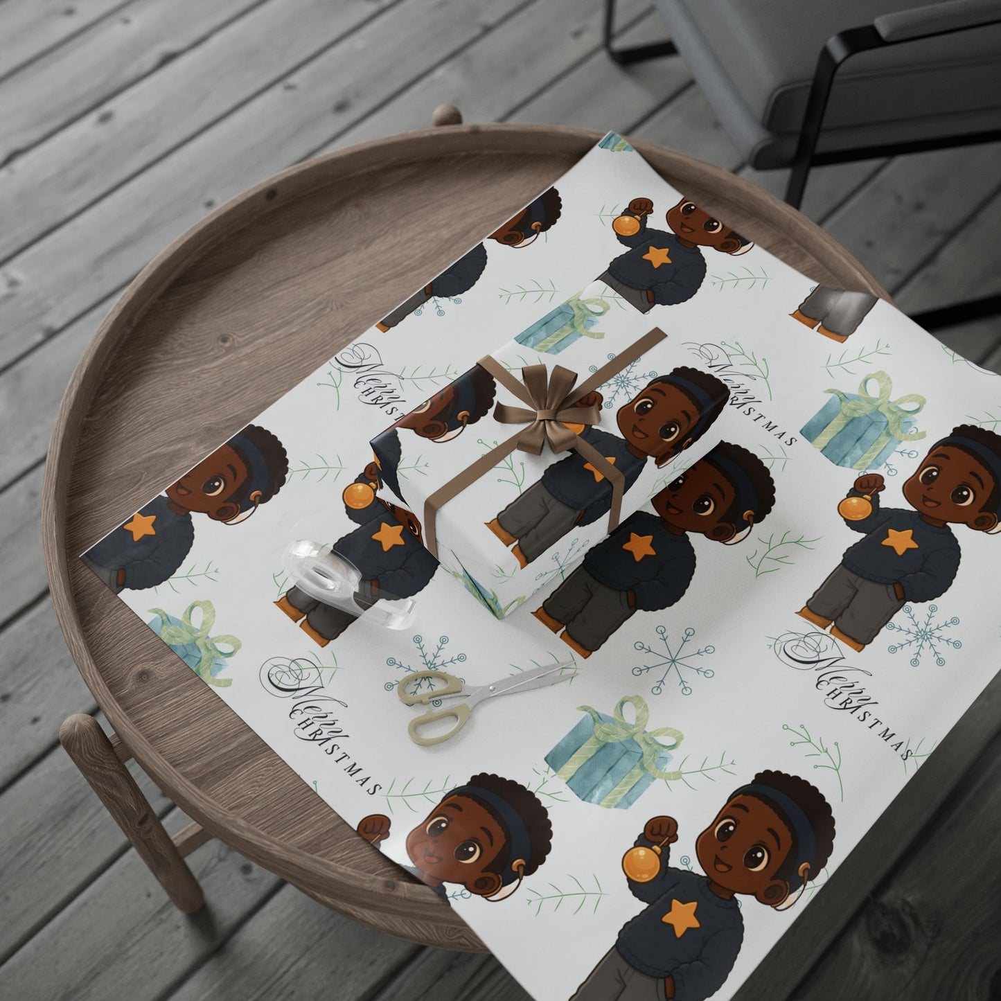 Little King Cochlear Implant Christmas Wrapping Paper — Inclusive Holiday Gift Wrap