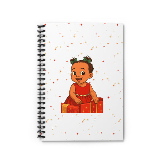 Baby Girl in a Gift Box Spiral Notebook — Cute Holiday Baby Journal, Ruled Lined Notebook