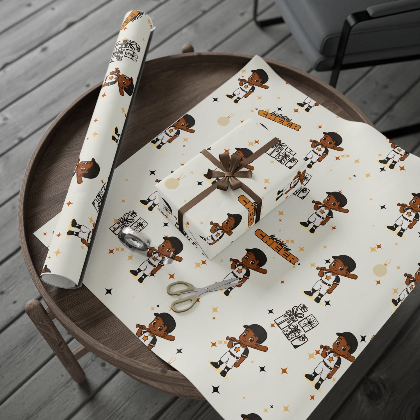 Little King Baseball Holiday Wrapping Paper