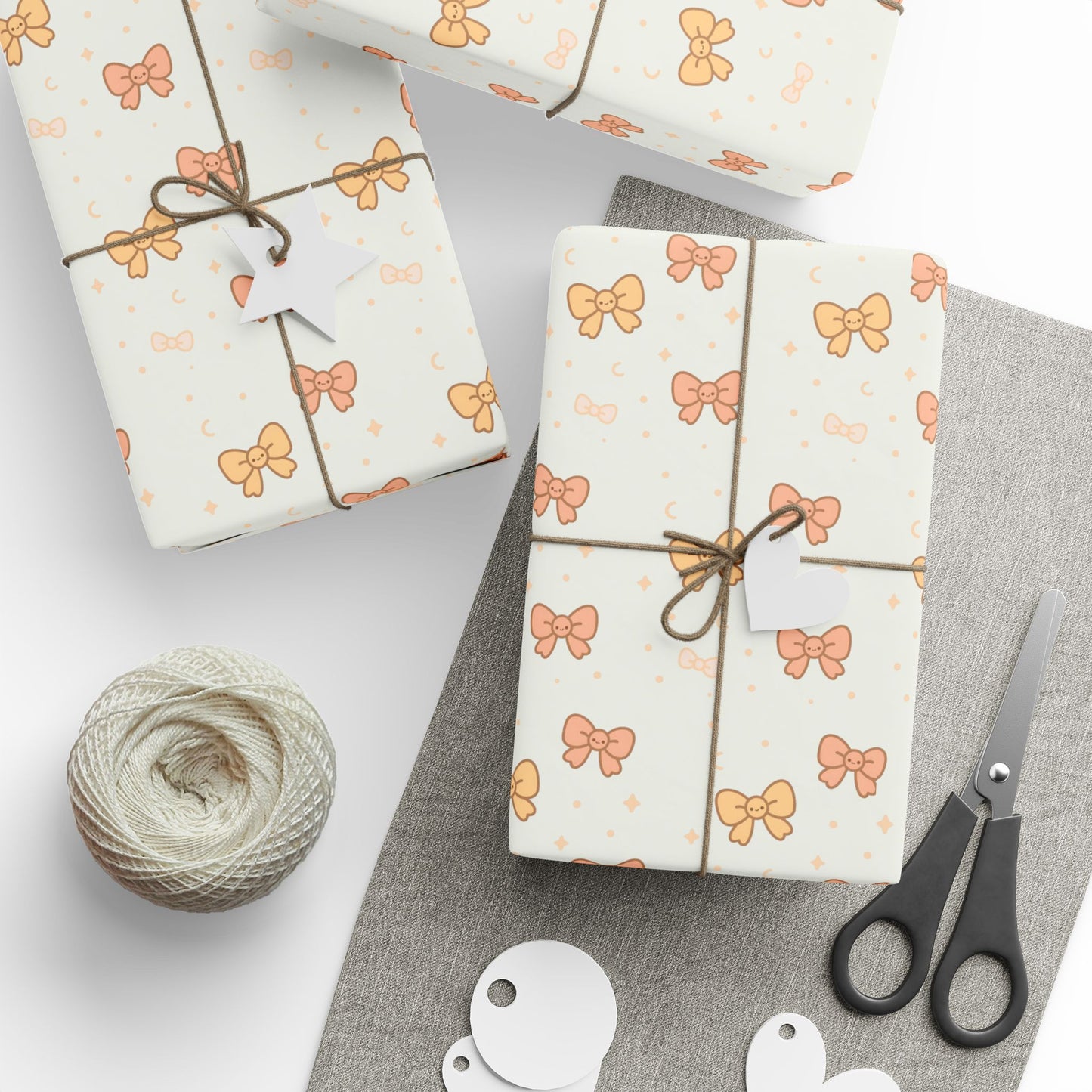 Smiling Bows Gift Wrap — Cute Kawaii-style Gift Wrap for Weddings, Baby Showers, Birthdays & More!