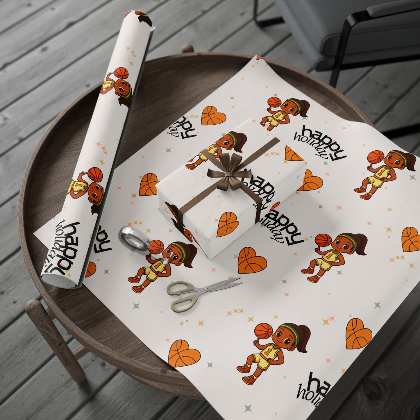 Holiday Hoop Queen Basketball Wrapping Paper I Holiday Gift Wrap