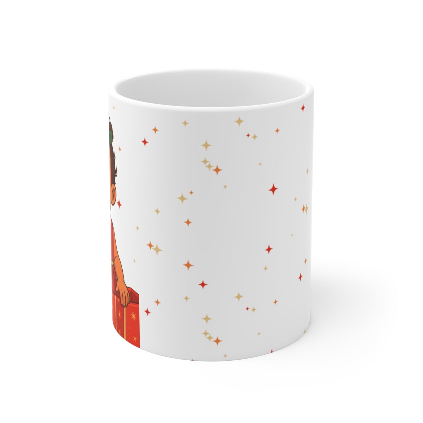 Baby Girl in Gift Box Mug - Cute Holiday Christmas Present Coffee Cup (11oz)