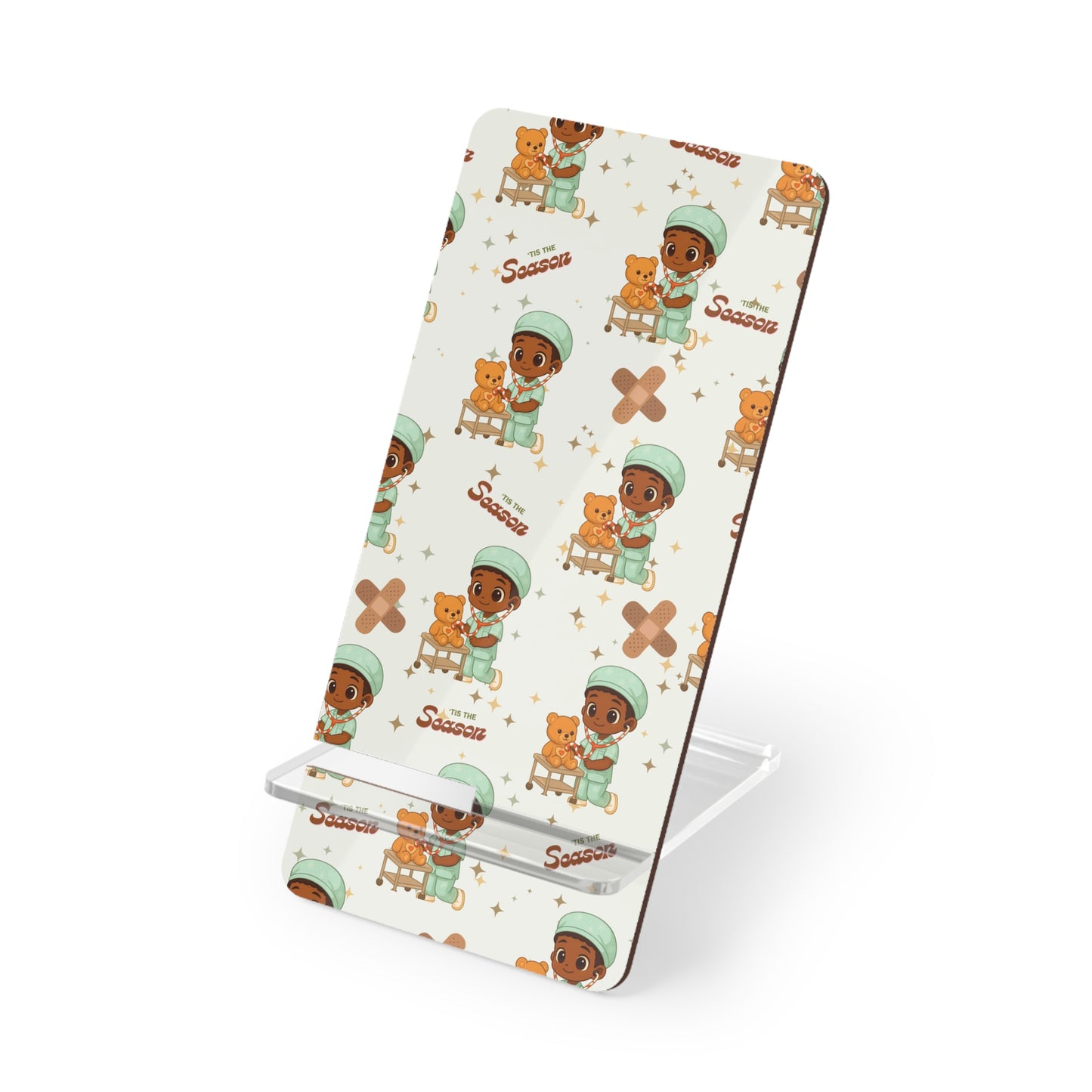 Boy Nurse with Teddy Pattern Mobile Display Stand | Phone Holder