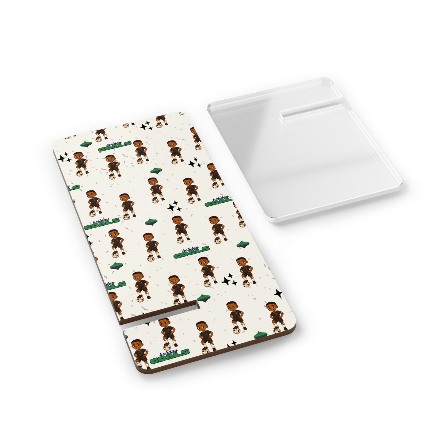 Little King Cute Soccer Boy Pattern Phone Stand — Foldable Mobile Display for Smartphones