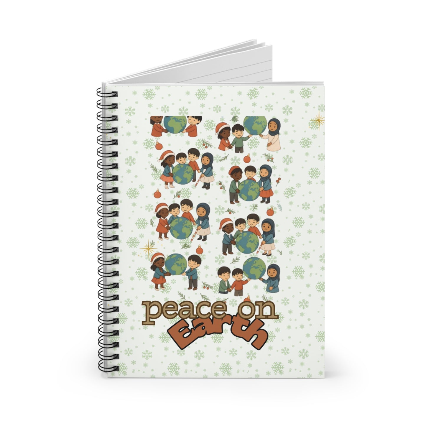 Peace on Earth children globe illustration Spiral Notebook | Holiday notebook