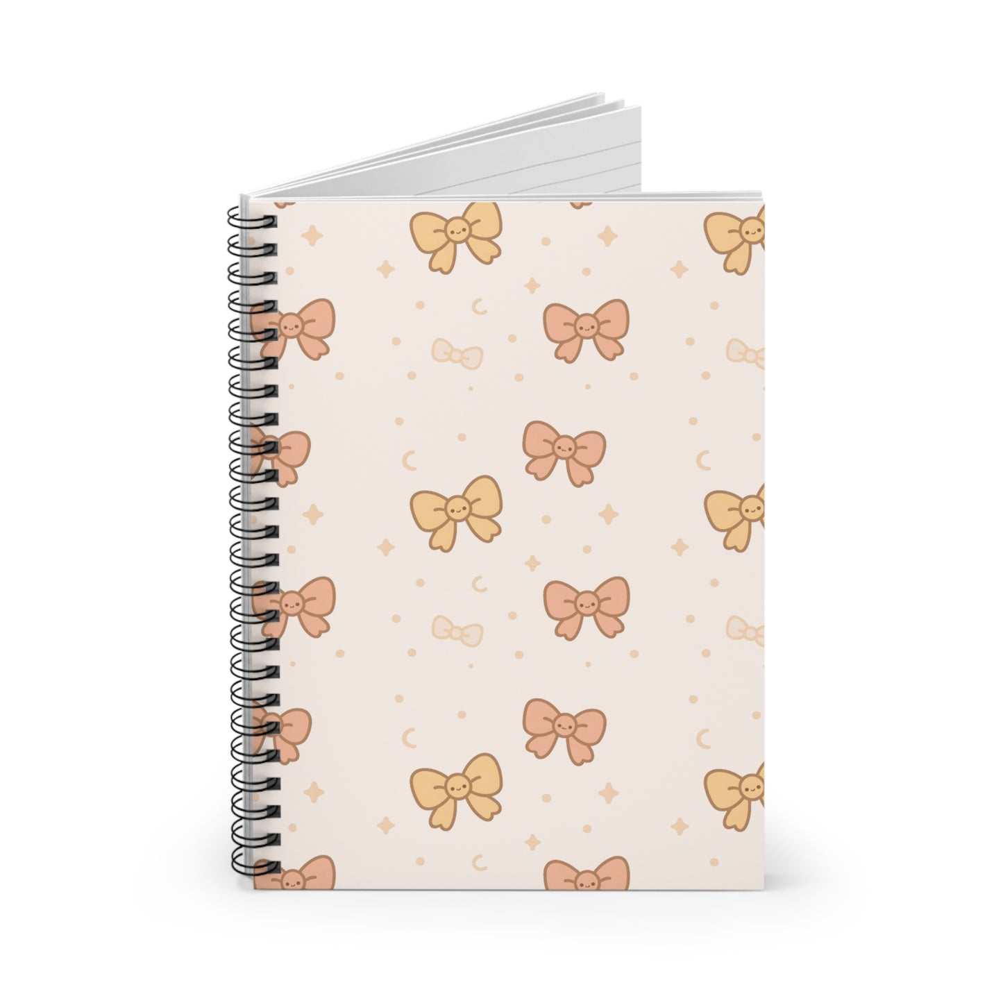 Smiling Bows Pattern Spiral Notebook — Cute Pastel Journal for Notes & School
