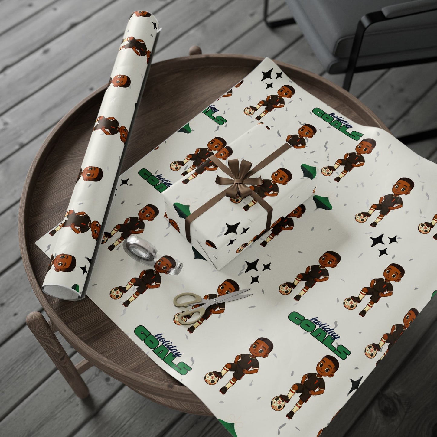 Little King Holiday Soccer Player Wrapping Paper