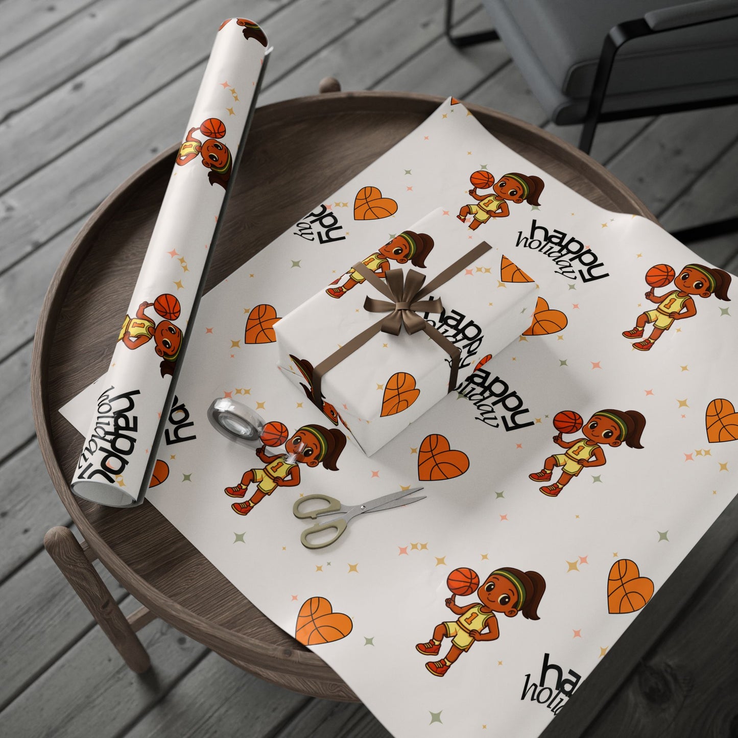 Holiday Hoop Queen Basketball Wrapping Paper I Holiday Gift Wrap