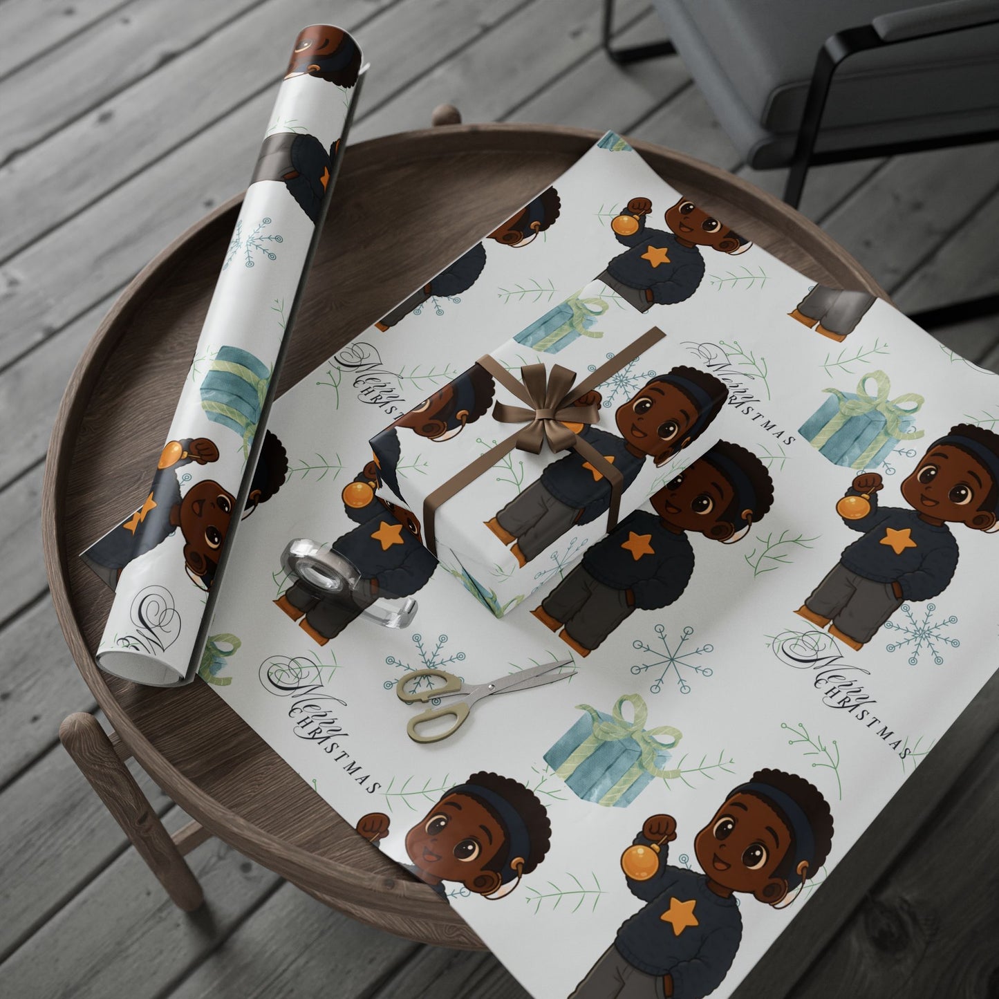 Little King Cochlear Implant Christmas Wrapping Paper — Inclusive Holiday Gift Wrap