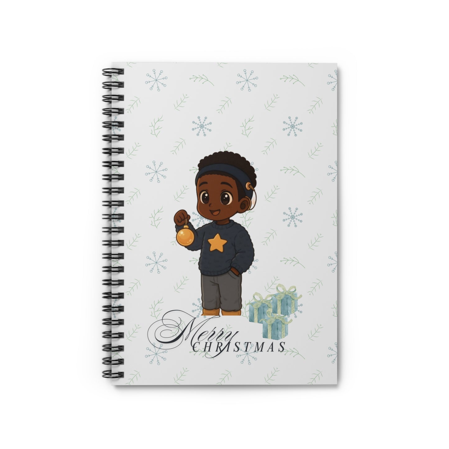 Boy Cochlear Christmas Spiral Notebook