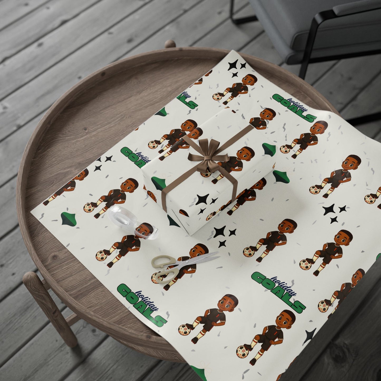 Little King Holiday Soccer Player Wrapping Paper