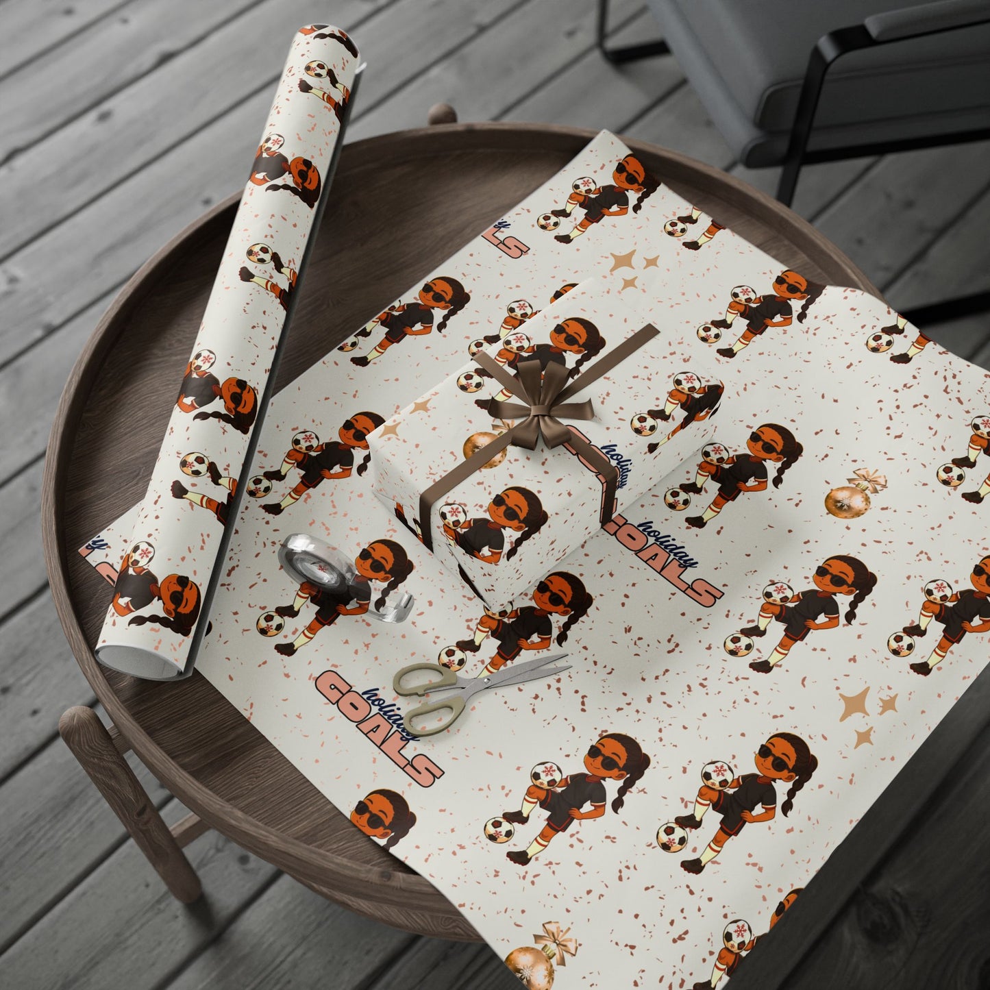 Little Queen Holiday Soccer Wrapping Paper