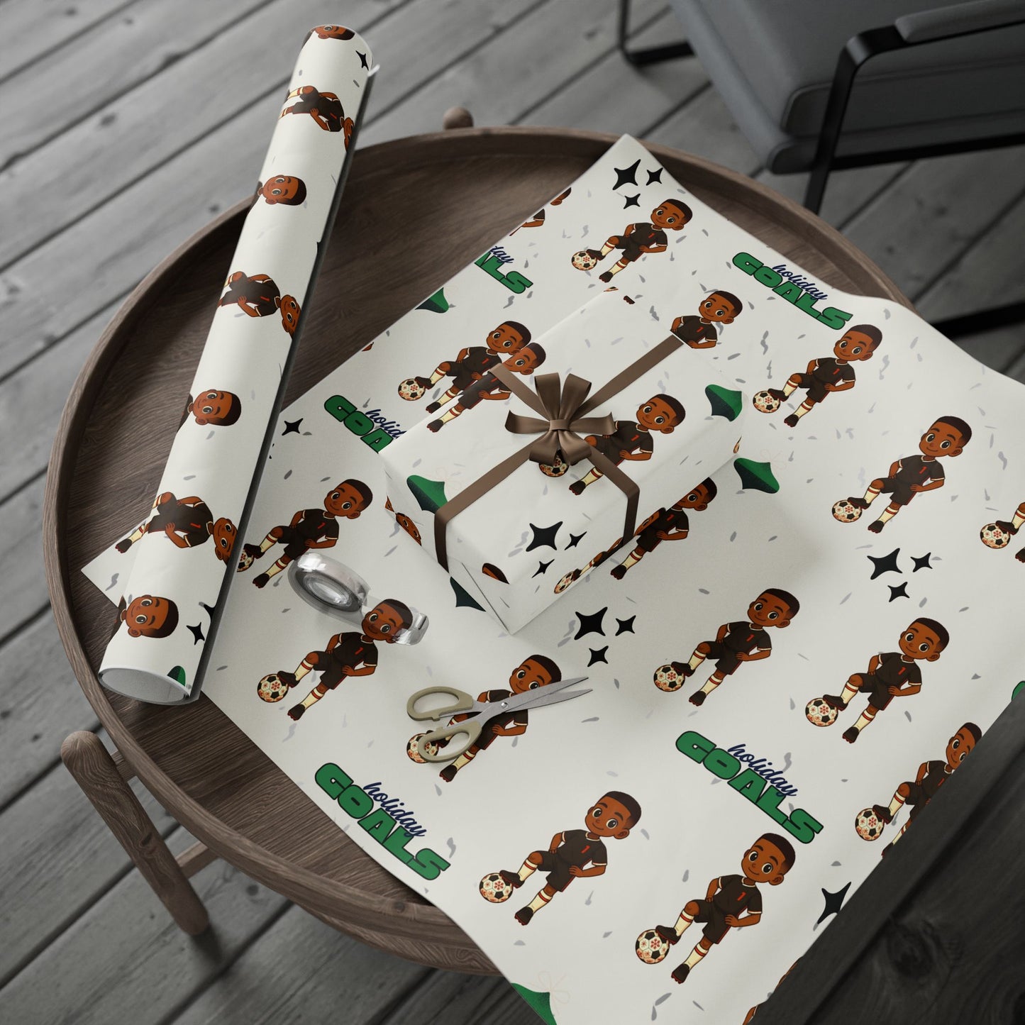 Little King Holiday Soccer Player Wrapping Paper