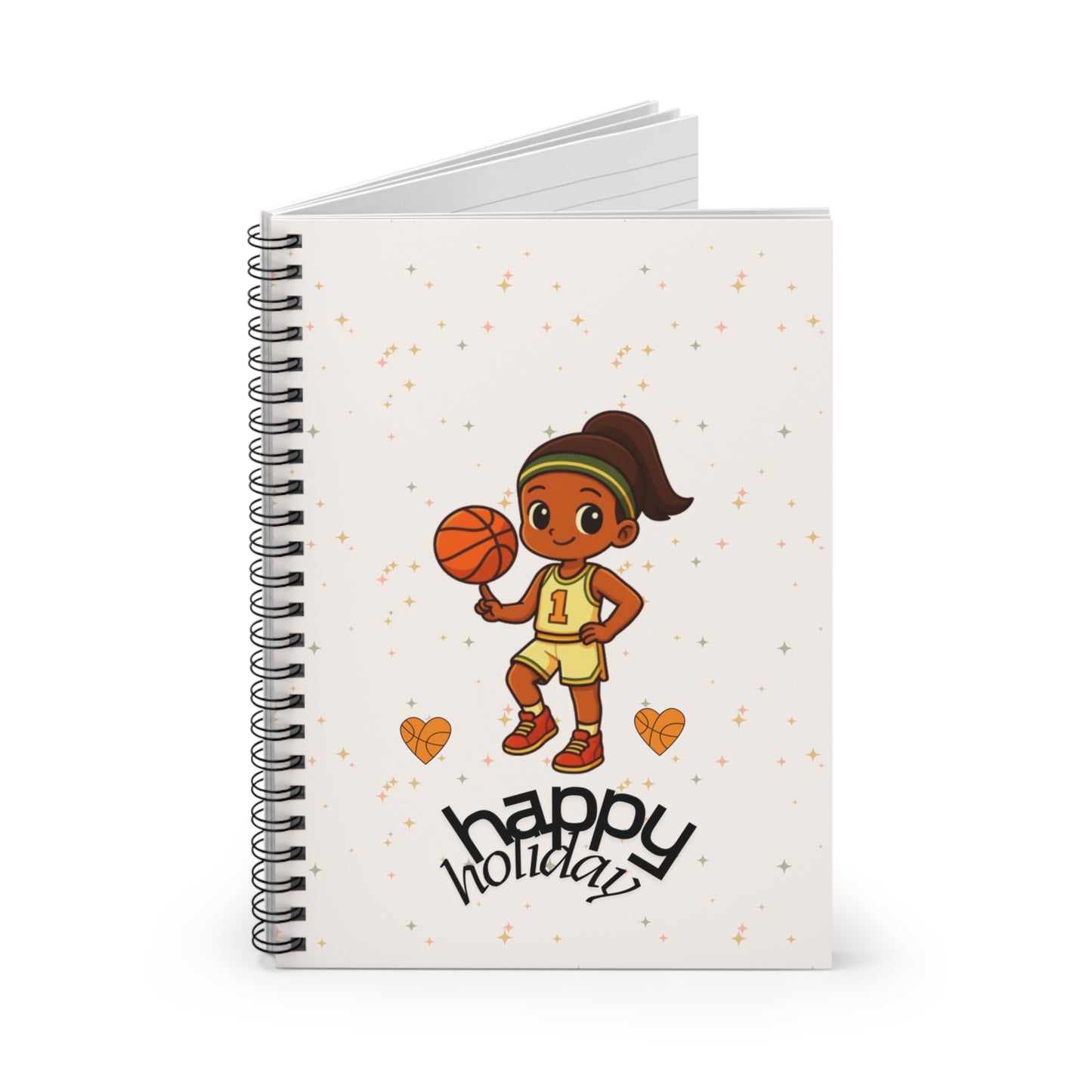 Holiday Hoop Queen Basketball Spiral Notebook | Perfect for Students, Journals, Gifts, Sports Lovers, Happy Holidays