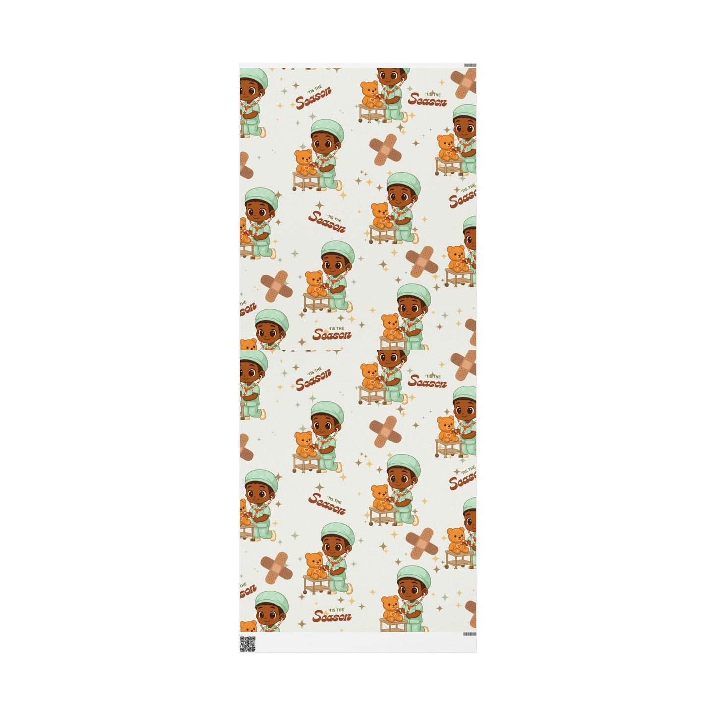 Boy Teddy Bear Nurse Gift Wrapping Paper | Medical Christmas Wrap