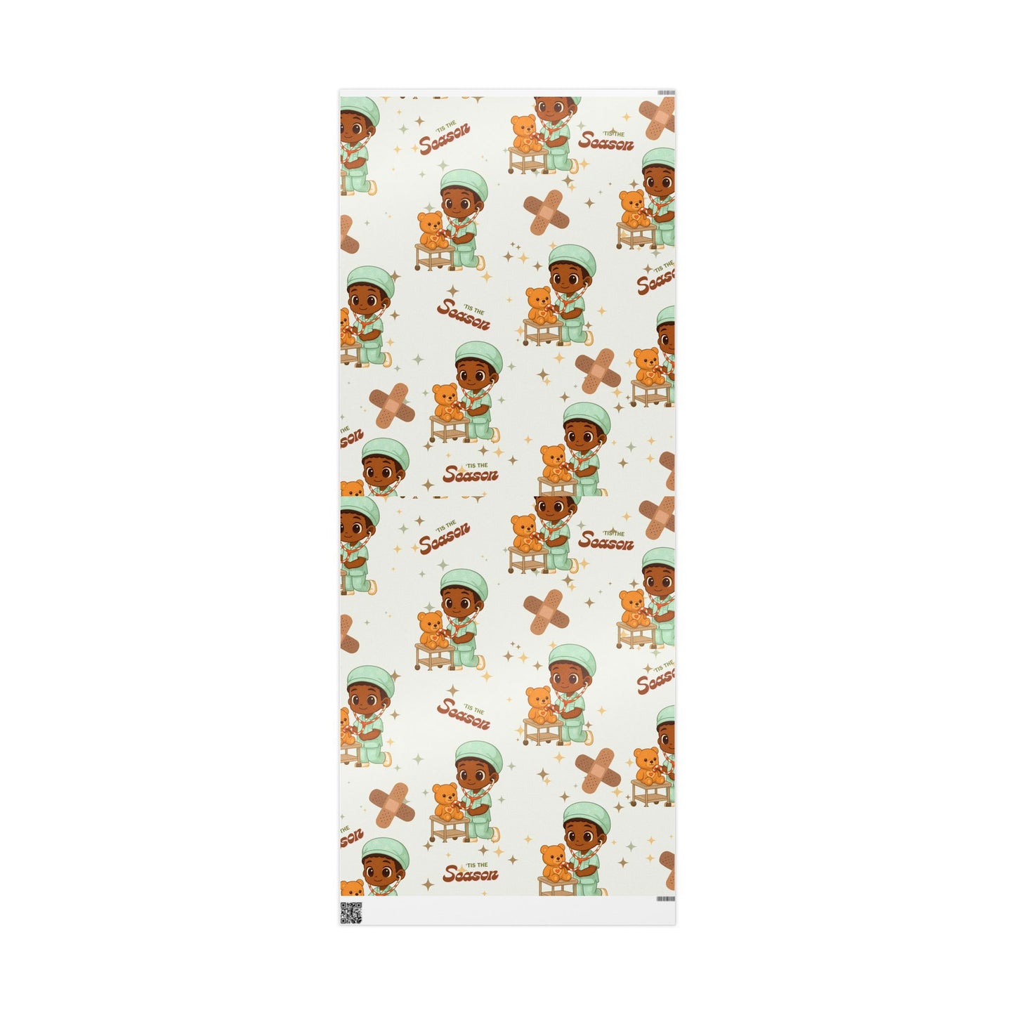 Boy Teddy Bear Nurse Gift Wrapping Paper | Medical Christmas Wrap