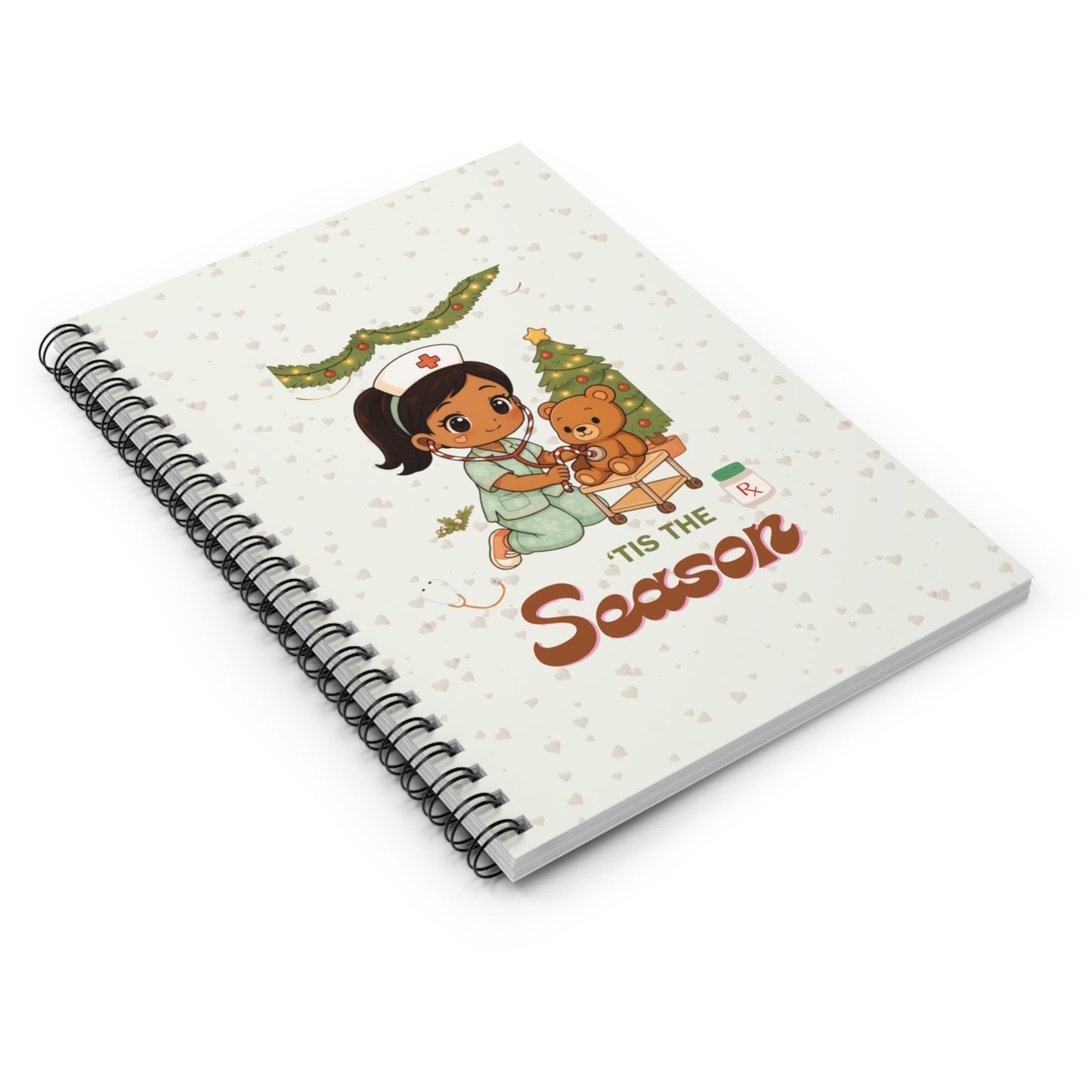 Girl Teddy Bear Nurse Christmas Spiral Notebook | Ruled Journal