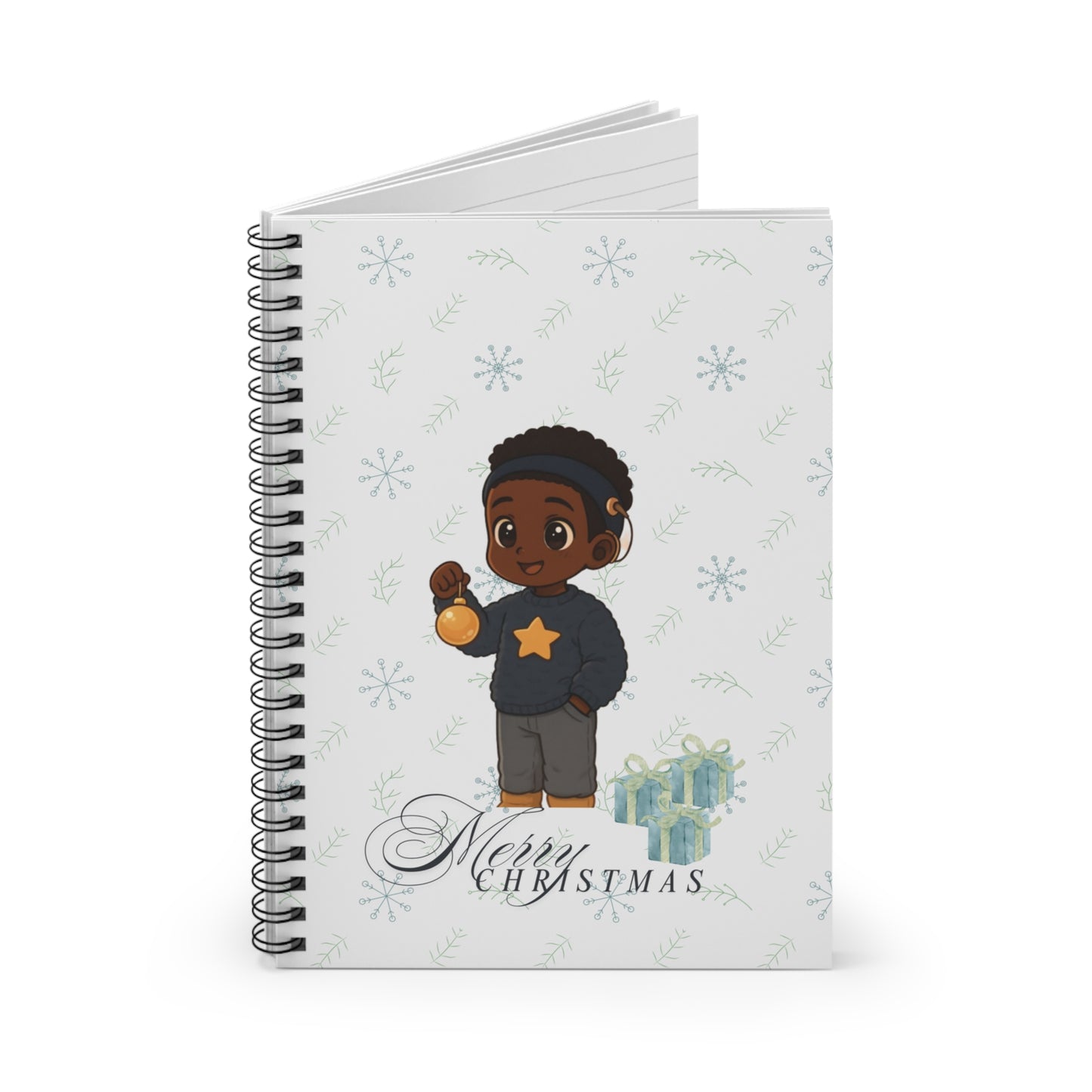 Boy Cochlear Christmas Spiral Notebook