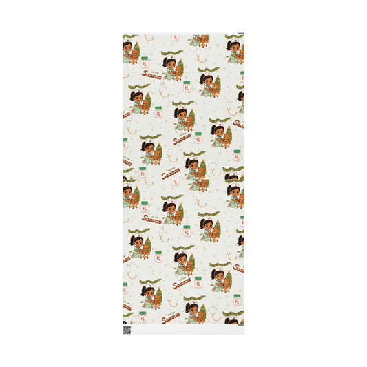 Girl Bear Nurse Kawaii Style Wrapping Paper | Medical Christmas Holiday Paper