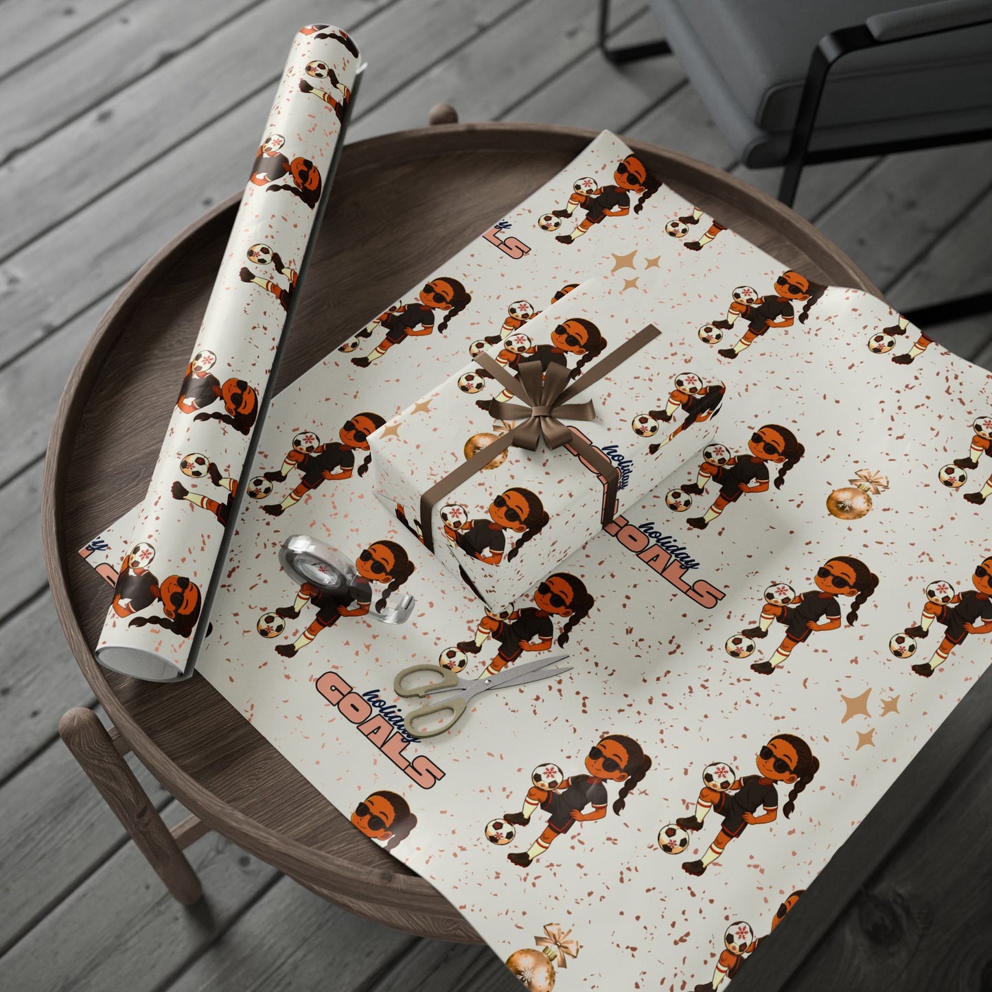 Little Queen Holiday Soccer Wrapping Paper