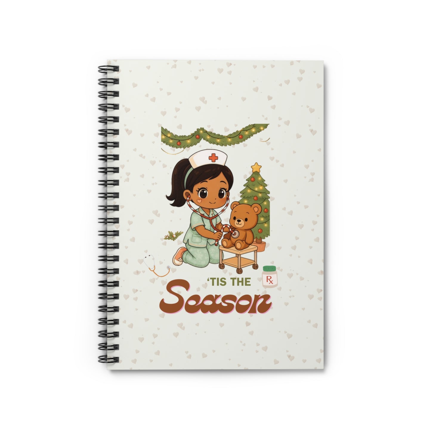 Girl Teddy Bear Nurse Christmas Spiral Notebook | Ruled Journal