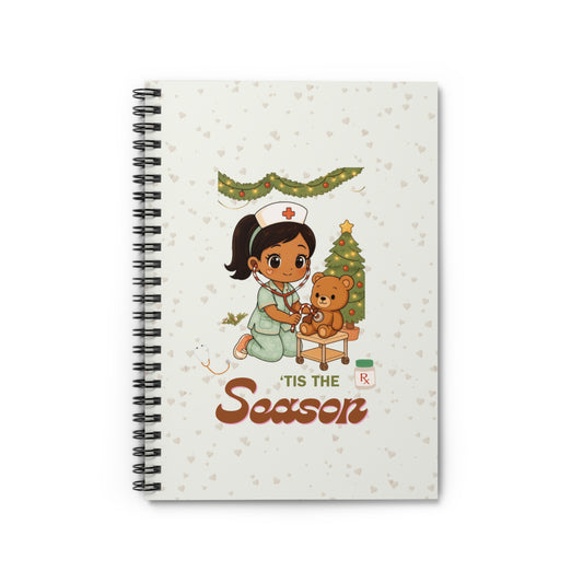 Girl Teddy Bear Nurse Christmas Spiral Notebook | Ruled Journal