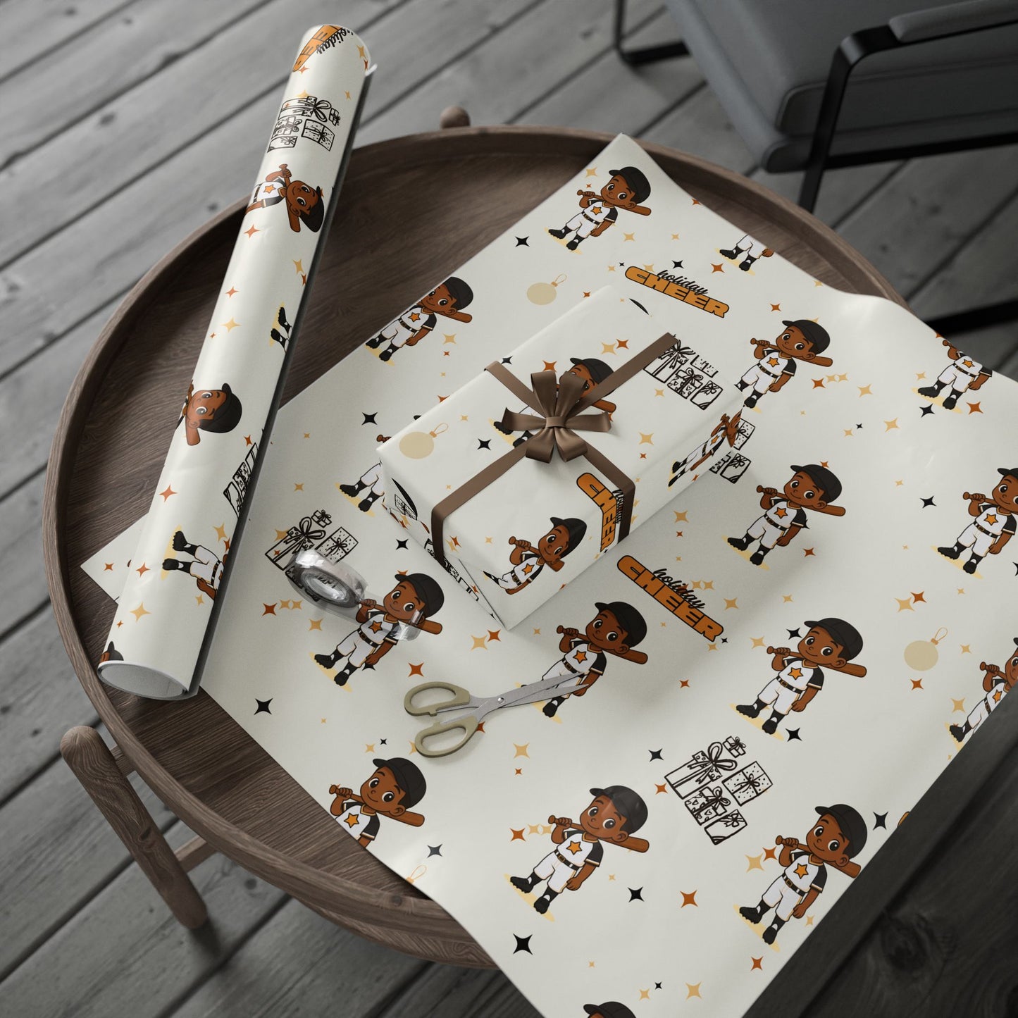 Little King Baseball Holiday Wrapping Paper