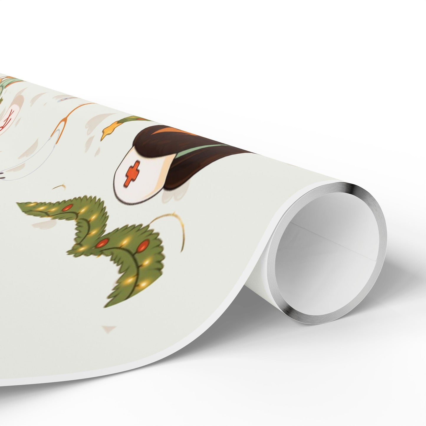 Girl Bear Nurse Kawaii Style Wrapping Paper | Medical Christmas Holiday Paper