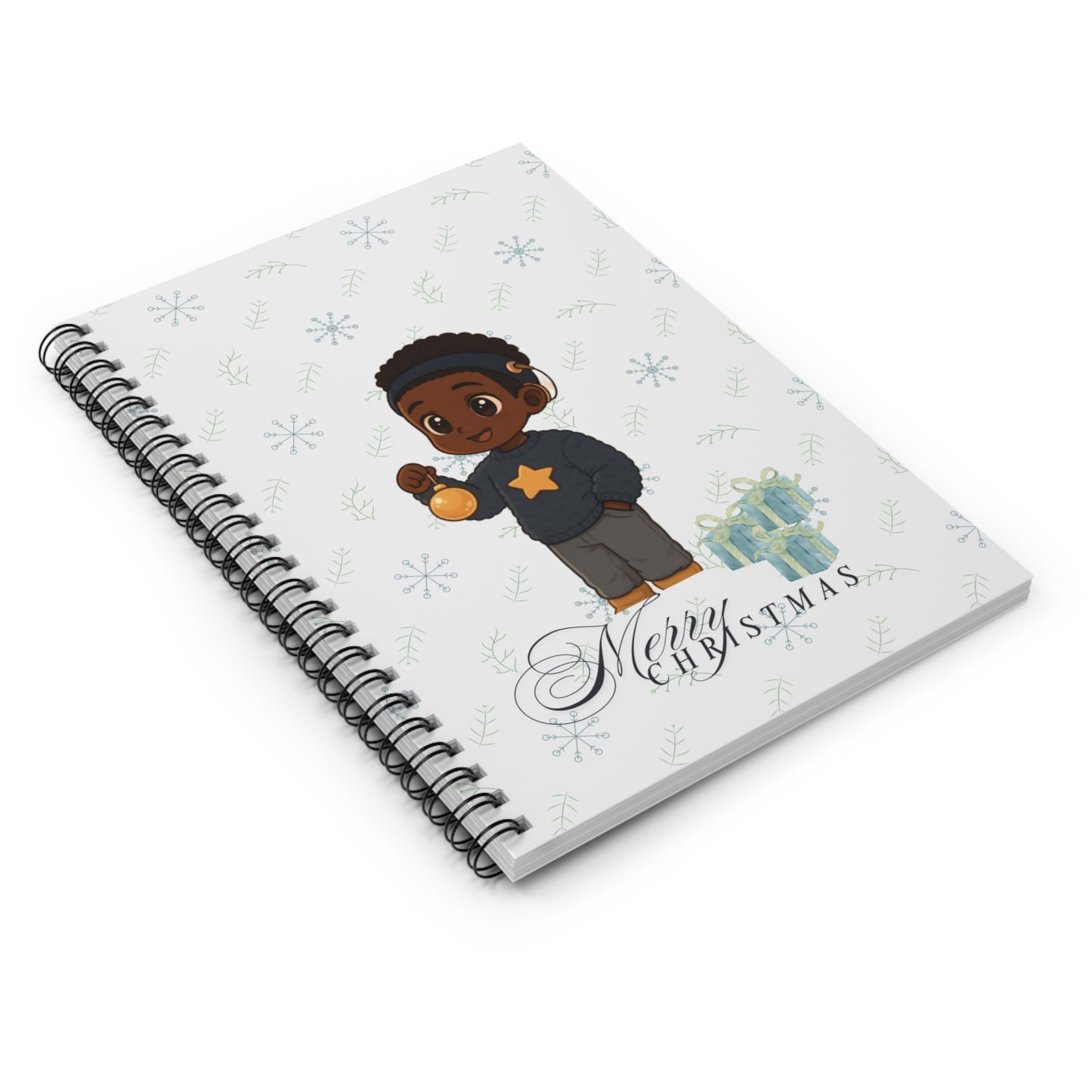 Boy Cochlear Christmas Spiral Notebook