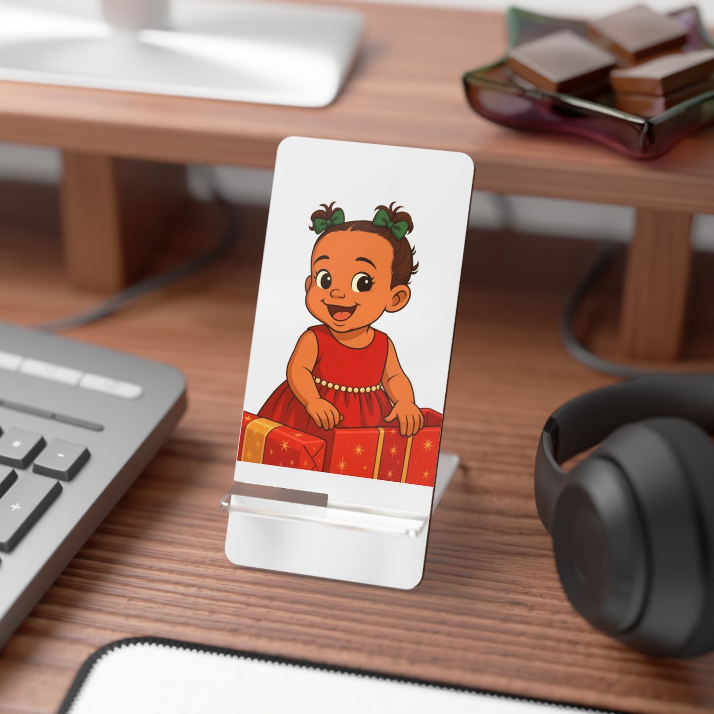 Nova's Holiday l Phone Stand — Foldable Mobile Display for Smartphones, Cartoon Infant Design