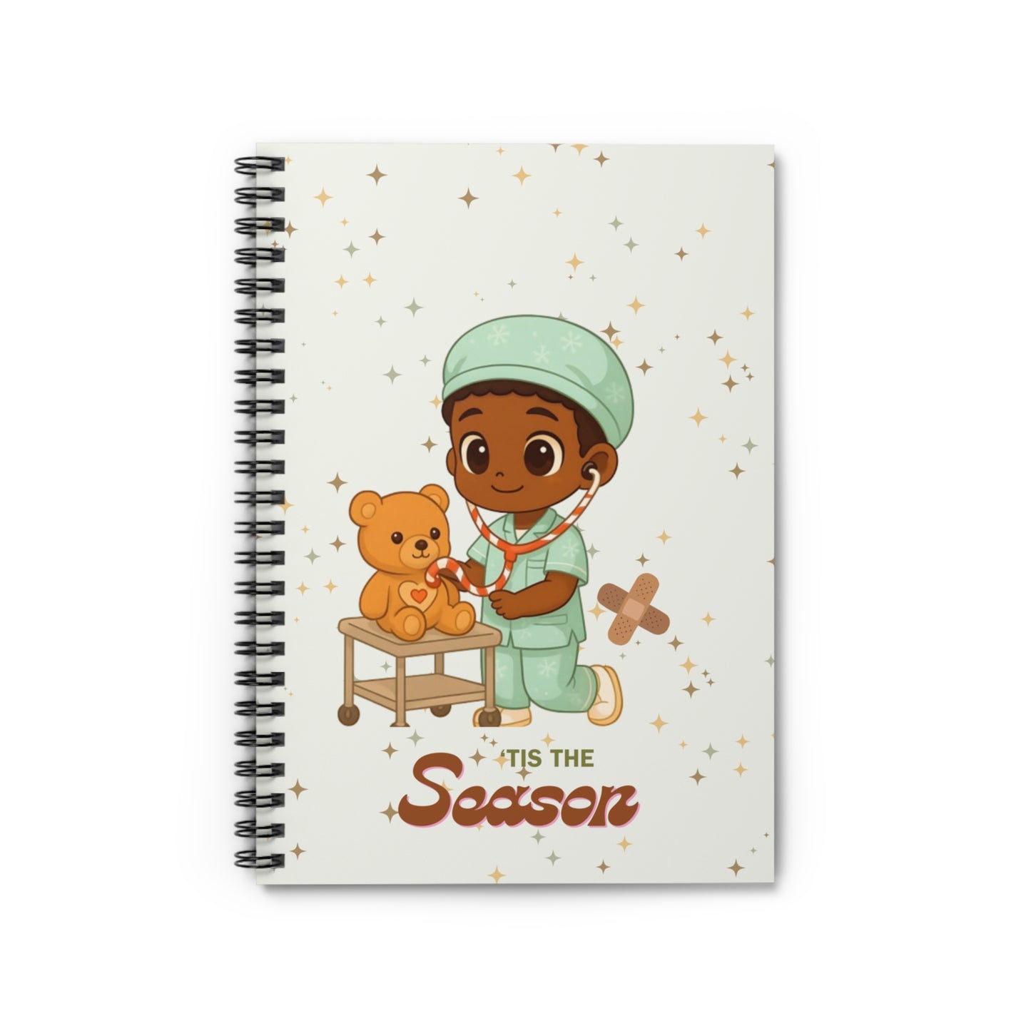 Boy Teddy Bear Nurse illustration Spiral Notebook | 'Tis the Season ruled journal