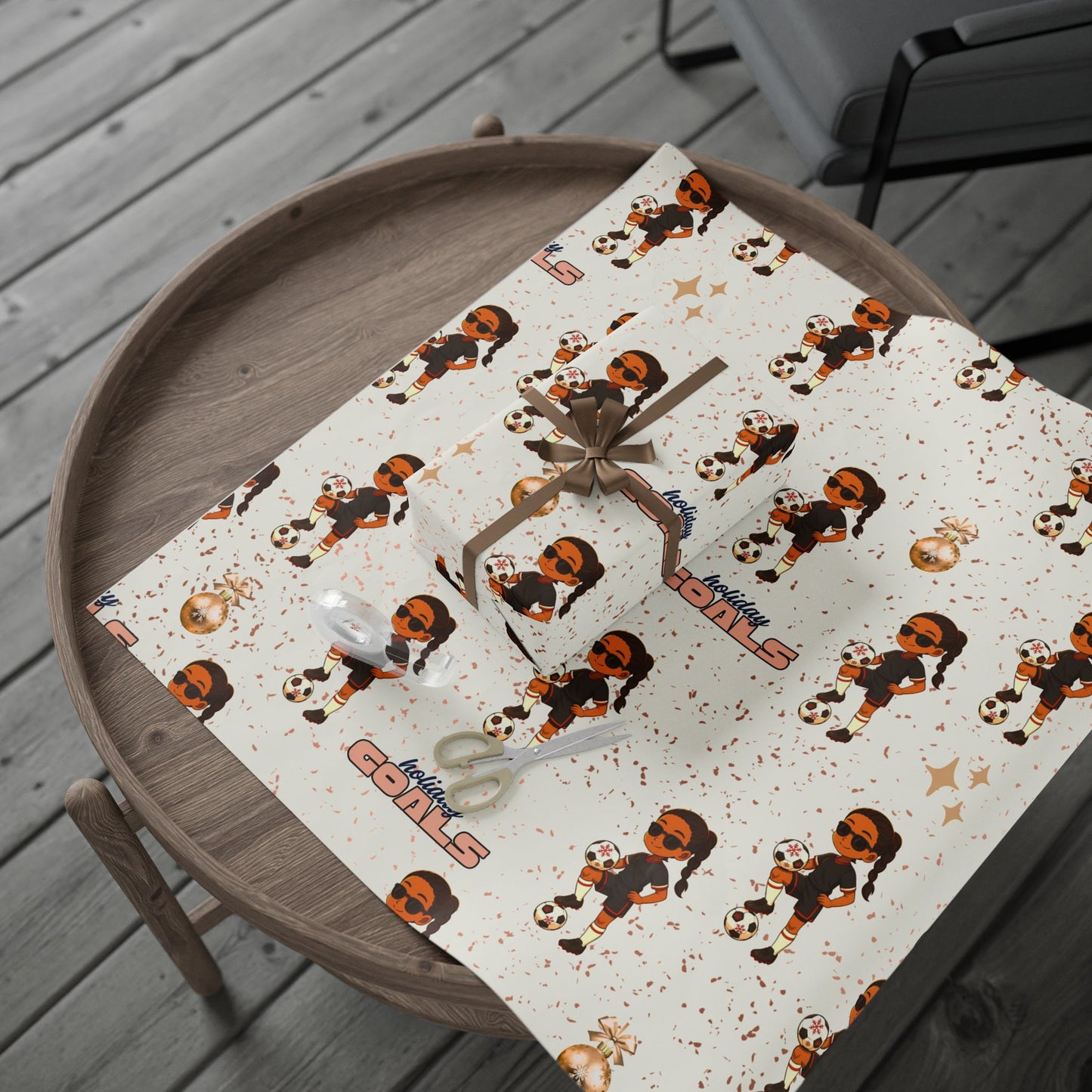 Little Queen Holiday Soccer Wrapping Paper