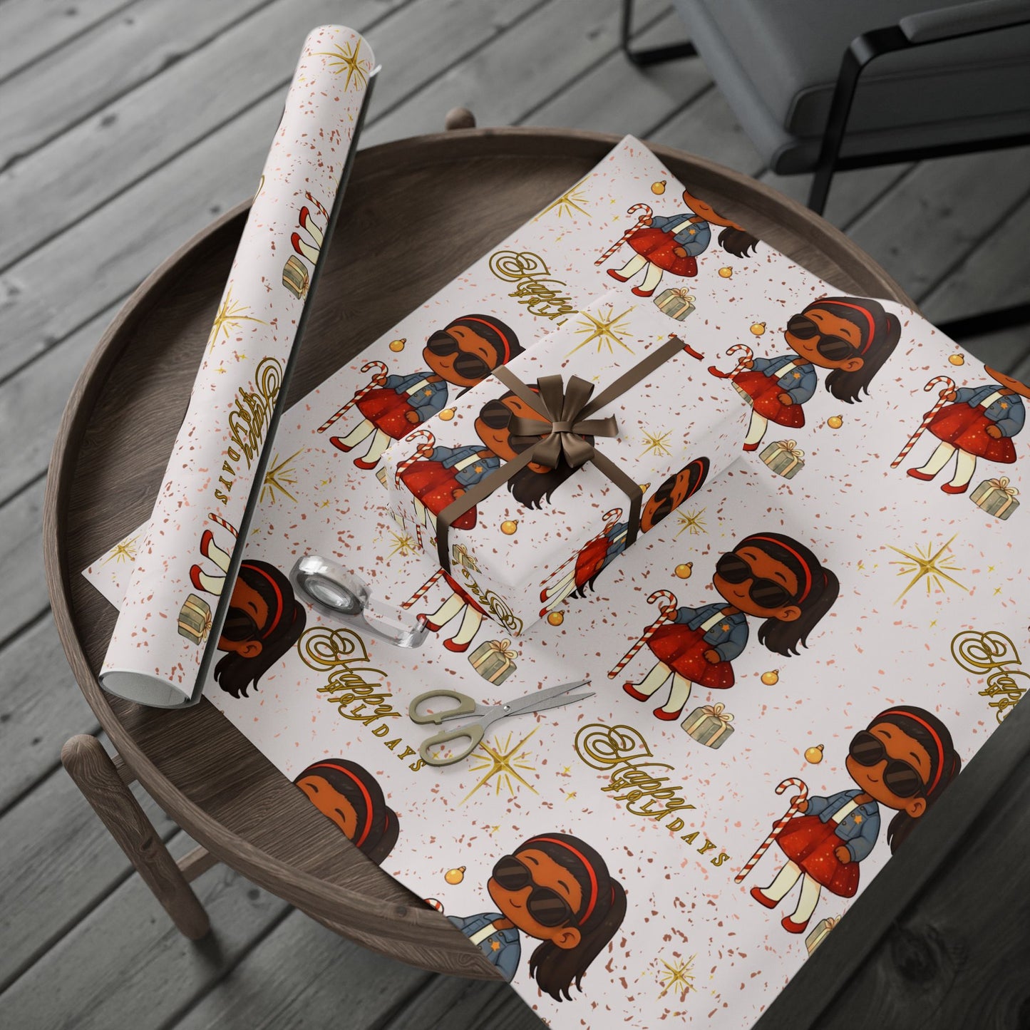 Holiday Magic!  Visually Impaired Girl Christmas Wrapping Paper