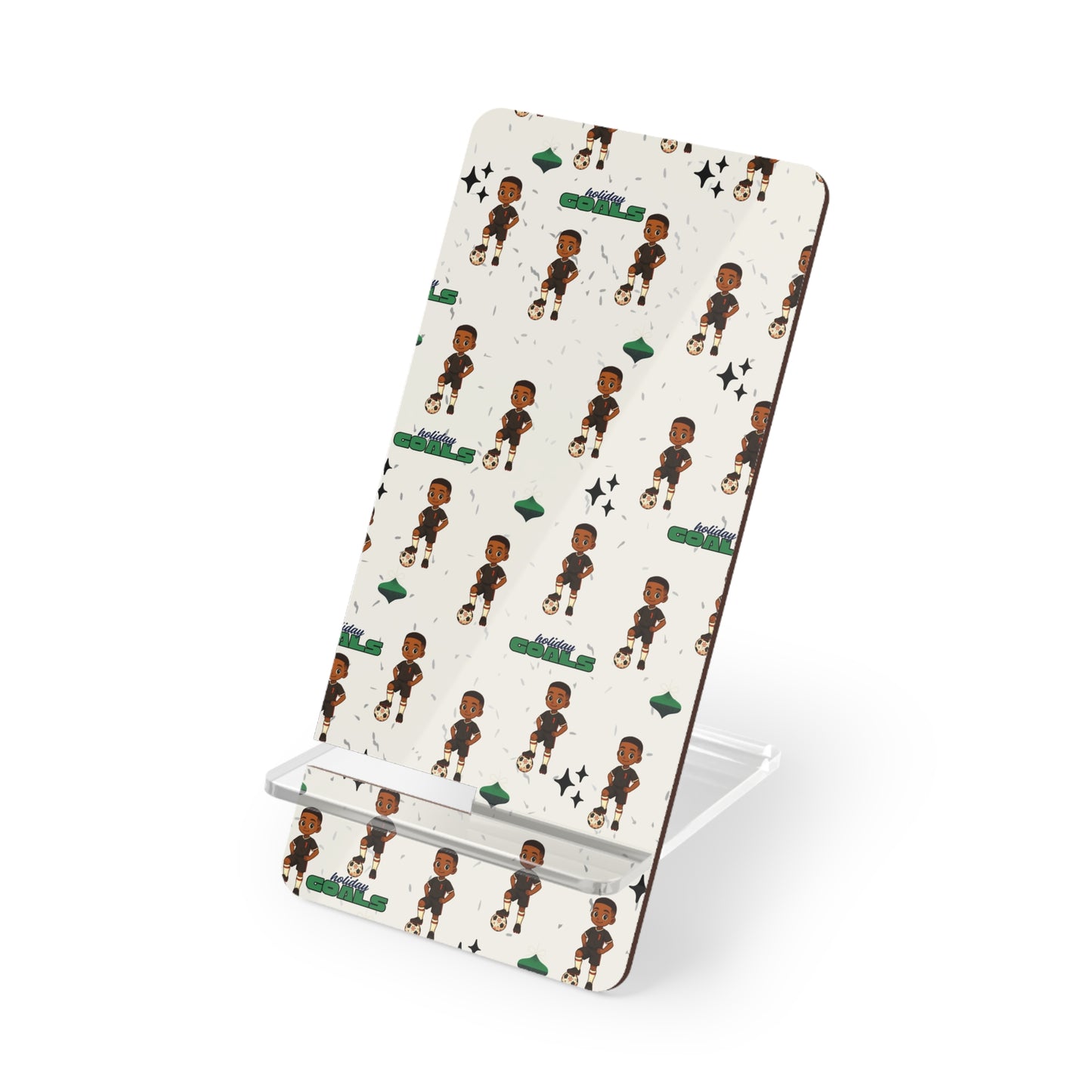 Little King Cute Soccer Boy Pattern Phone Stand — Foldable Mobile Display for Smartphones