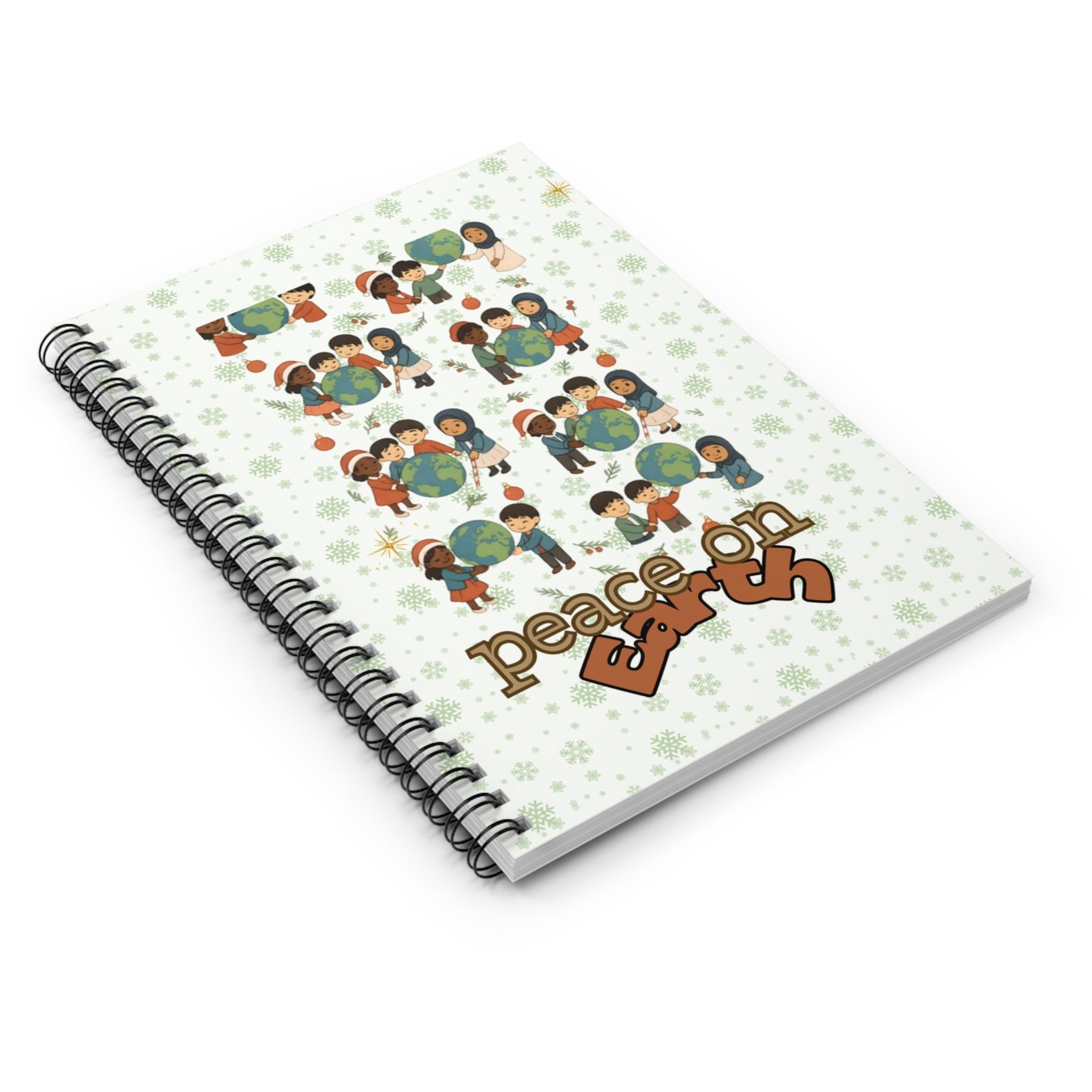 Peace on Earth children globe illustration Spiral Notebook | Holiday notebook