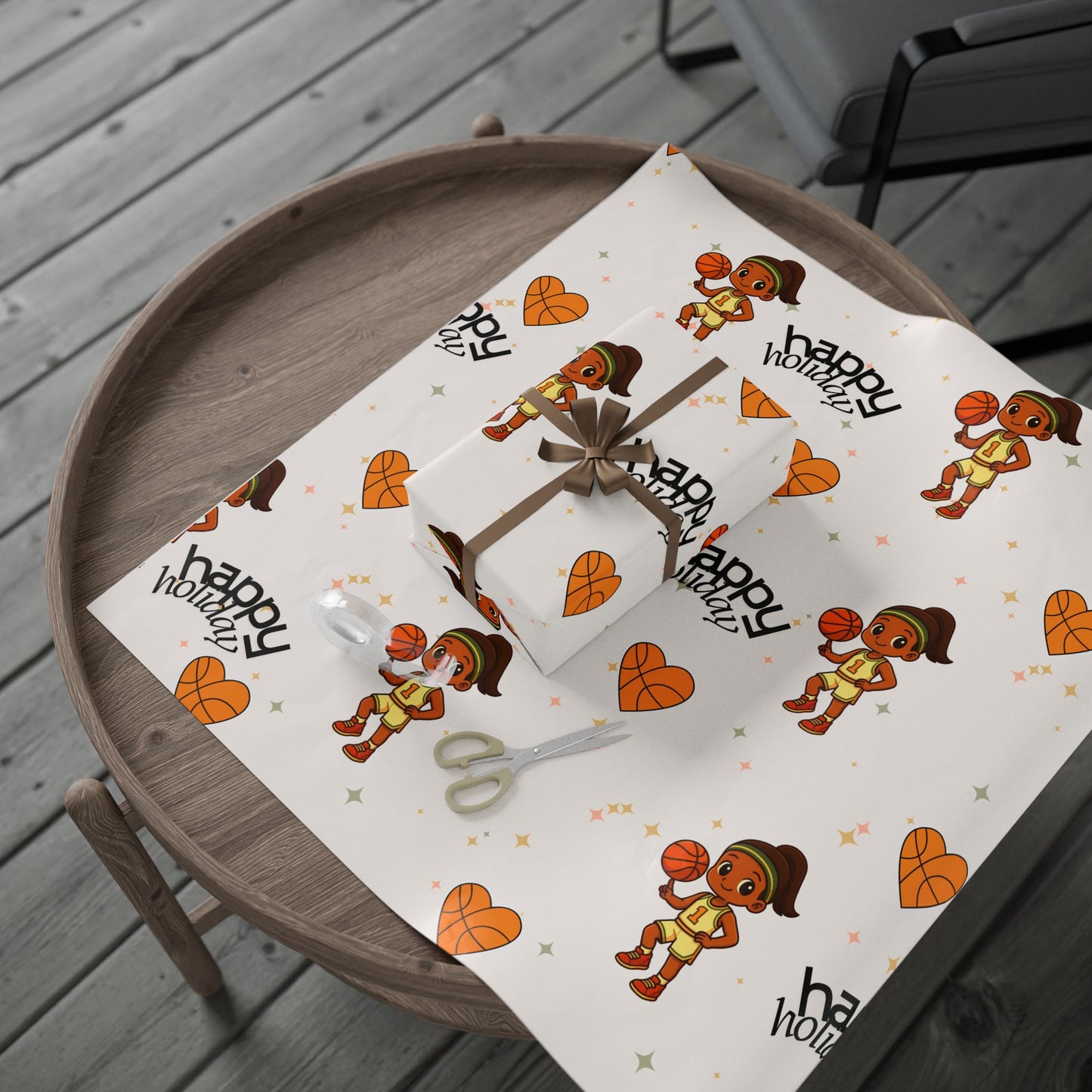 Holiday Hoop Queen Basketball Wrapping Paper I Holiday Gift Wrap