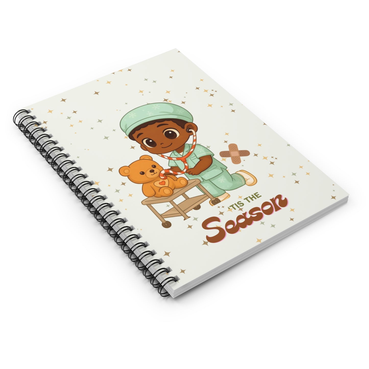 Boy Teddy Bear Nurse illustration Spiral Notebook | 'Tis the Season ruled journal