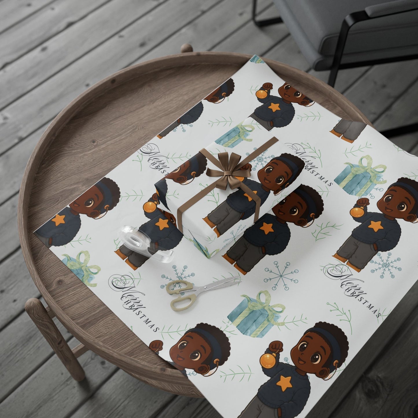 Little King Cochlear Implant Christmas Wrapping Paper — Inclusive Holiday Gift Wrap